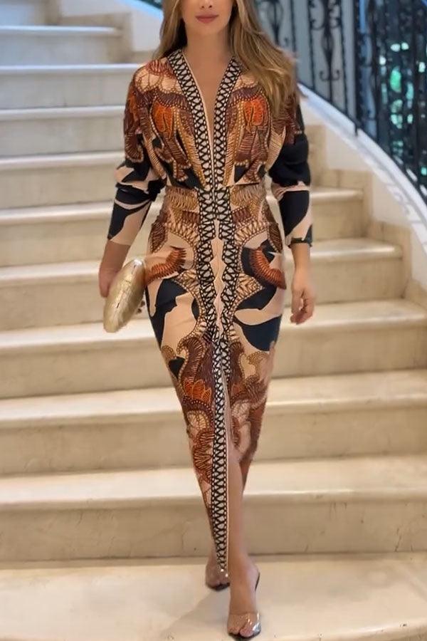 Eva | Robe Midi Dolman Unique Imprimé Évasion ensoleillée