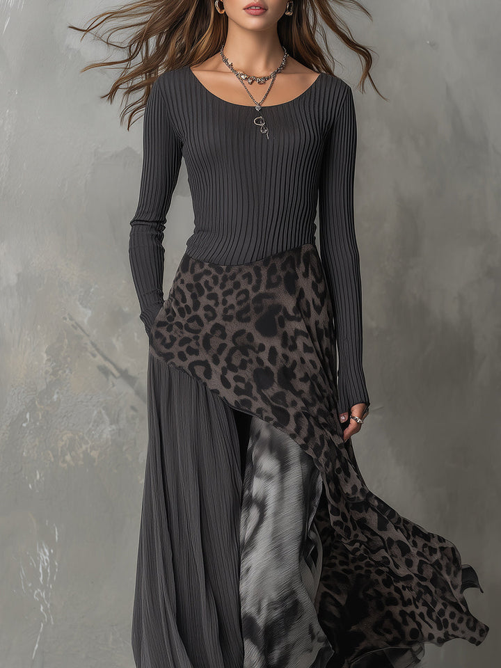 Sophia | Robe longue style bohème avec imprimé léopard