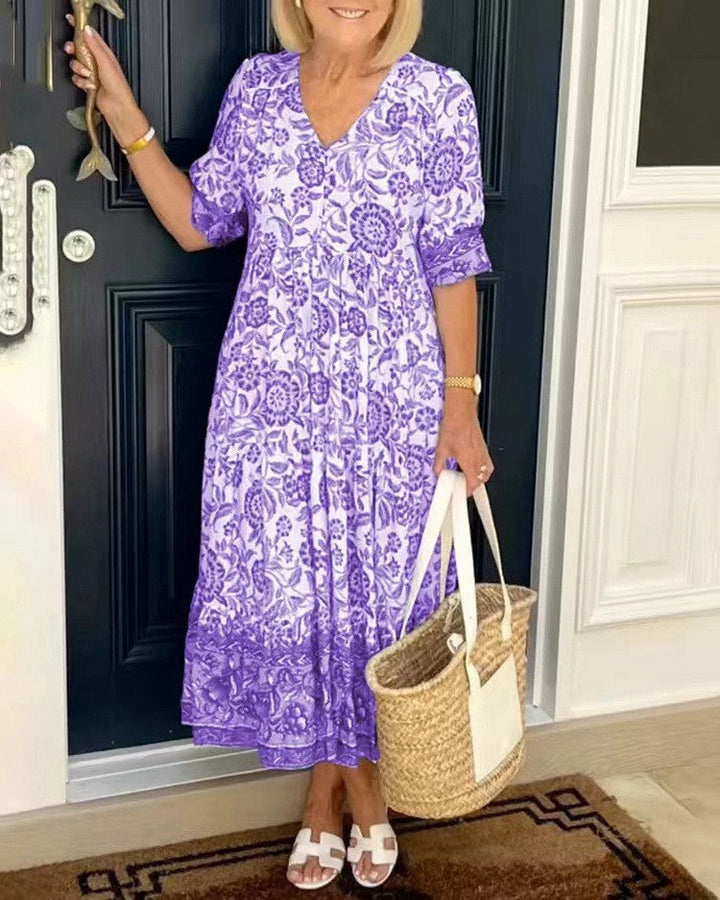 Candice | Robe Florale Élégante à Col V