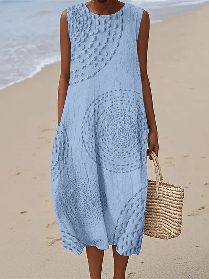 Robe Décontractée Sans Manches à Col Rond