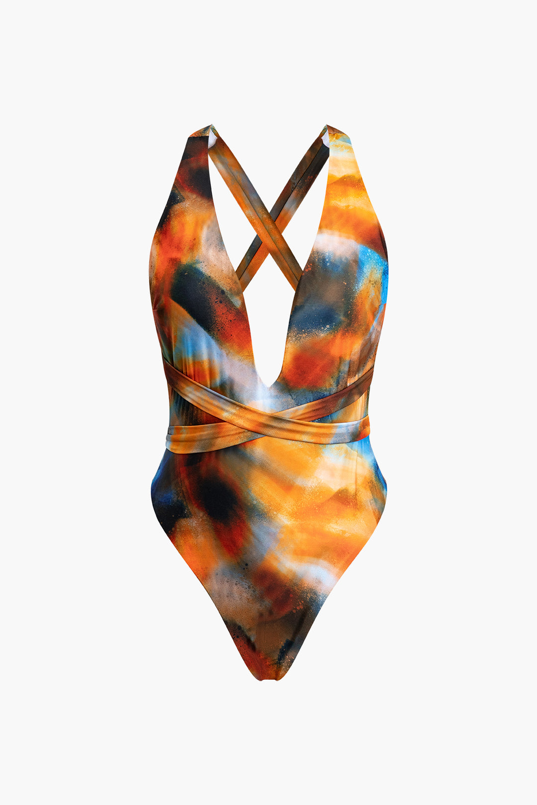 Siena | Ensemble de maillot de bain croisé et paréo aquarelle