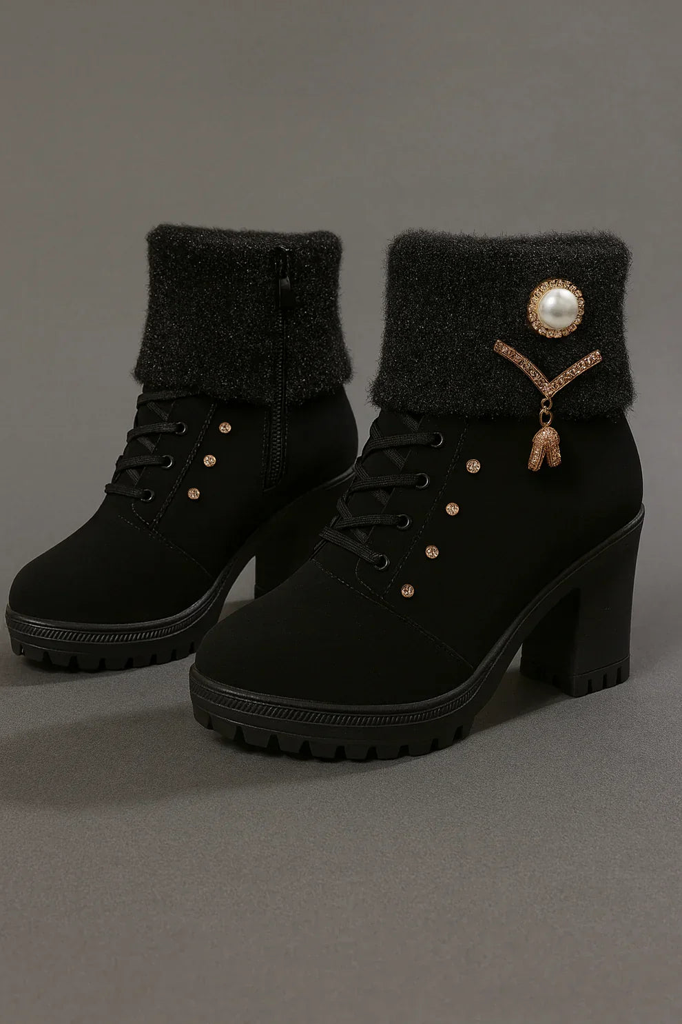 Elena - Bottes à talons épais et chaudes