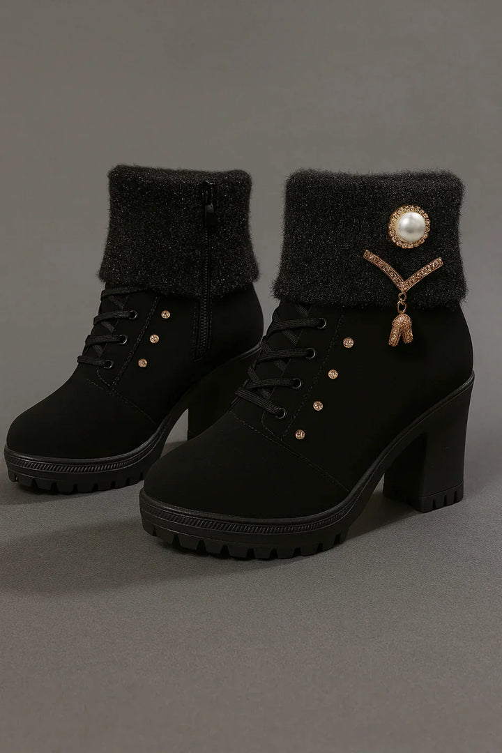 Elena - Bottes à talons épais et chaudes