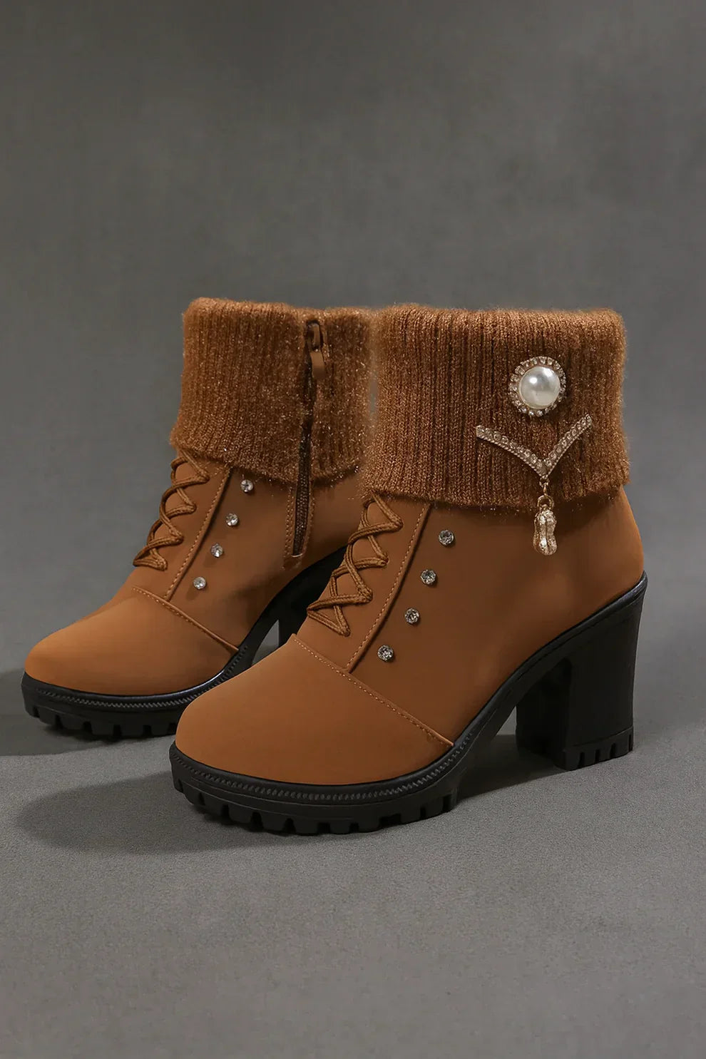 Elena - Bottes à talons épais et chaudes