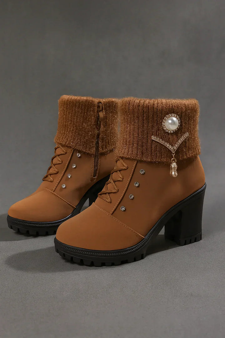 Elena - Bottes à talons épais et chaudes