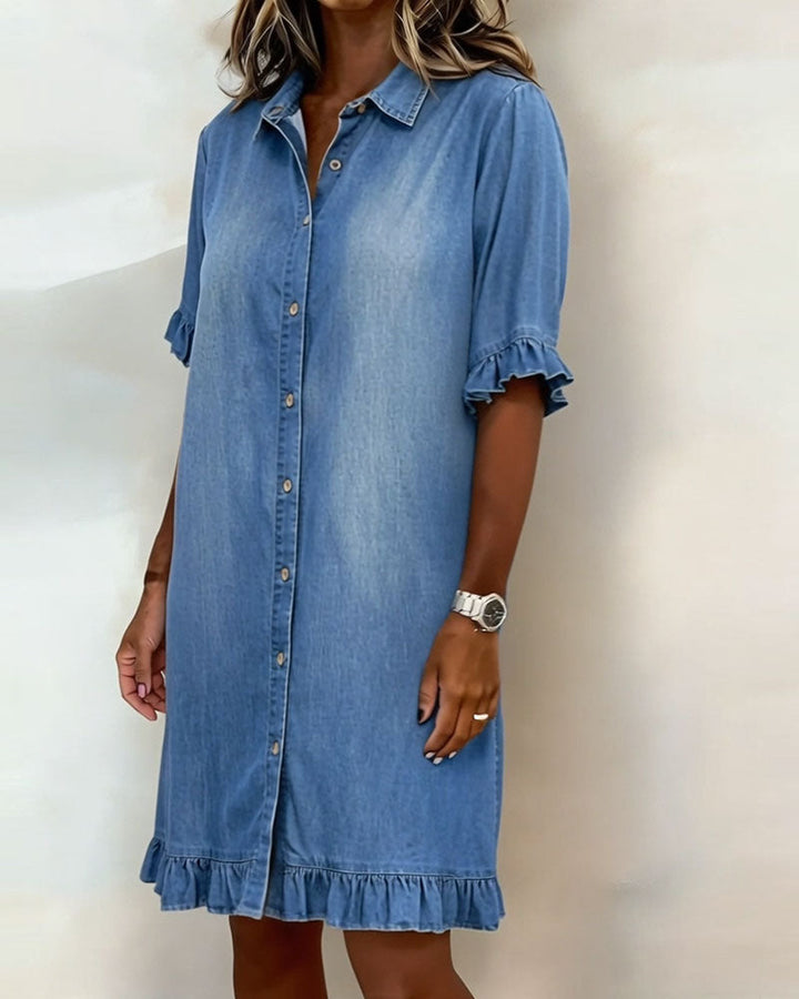 Belinda| Robe en denim confortable avec des fronces flatteuses