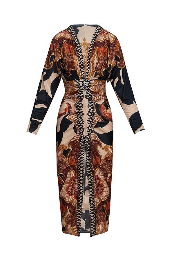 Eva | Robe Midi Dolman Unique Imprimé Évasion ensoleillée