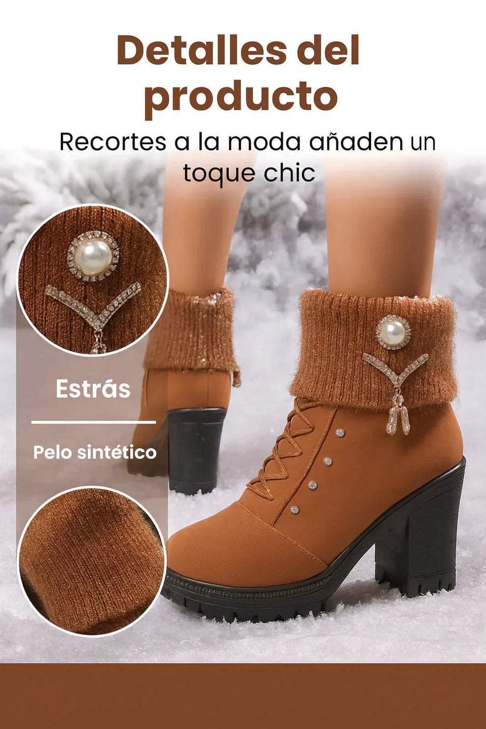 Elena - Bottes à talons épais et chaudes