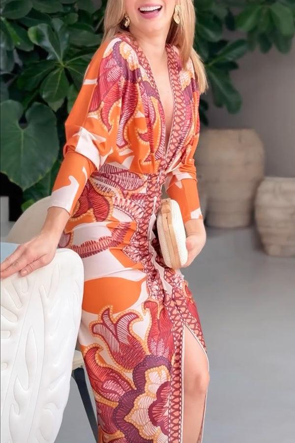 Eva | Robe Midi Dolman Unique Imprimé Évasion ensoleillée