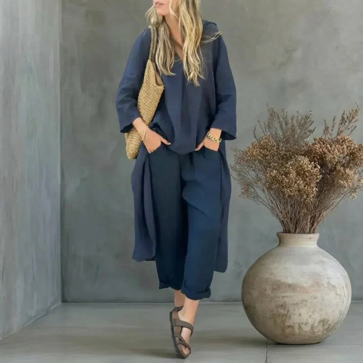 Lucía | Ensemble Décontracté avec Gilet Long et Pantalons à Jambes Amples