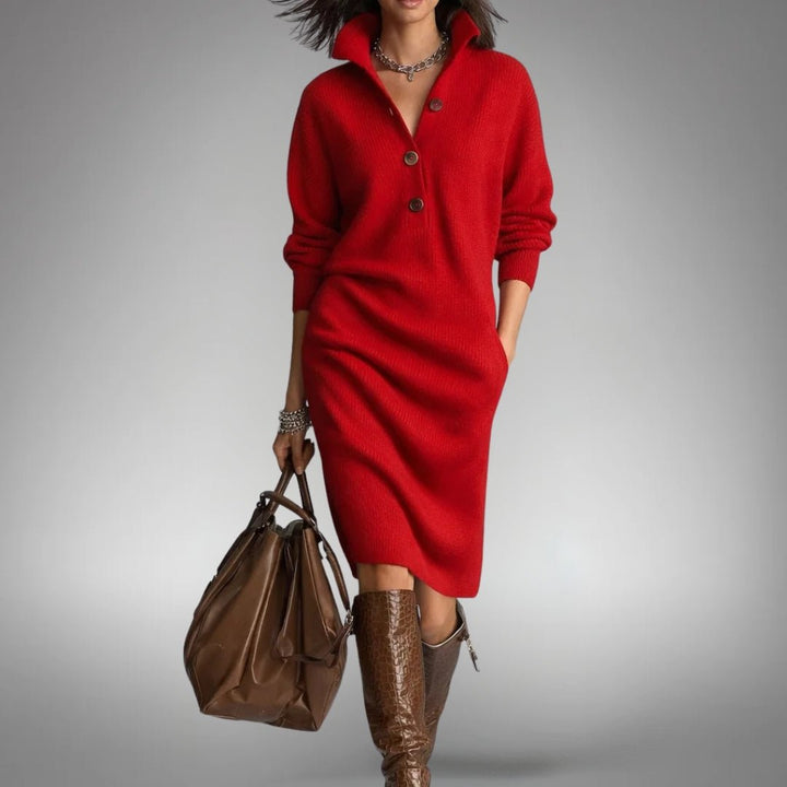 Constance™ | Robe en tricot douce avec boutons