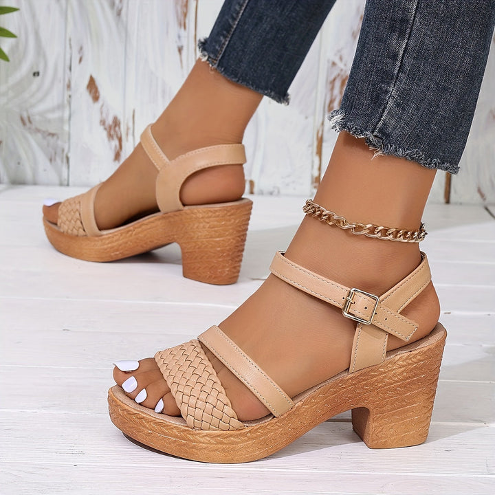 Sandales à Talons Blocs Tressés