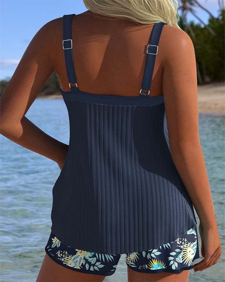 Lana® | Tankini rayé avec short de plage deux pièces