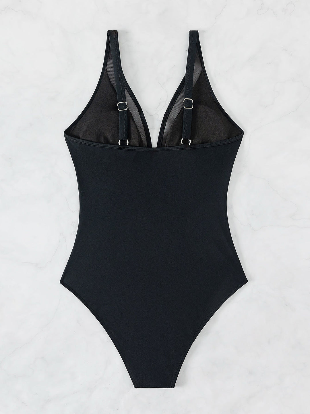 Maillot de Bain à Décolleté en V avec Bretelles Réglables et Détail Transparent