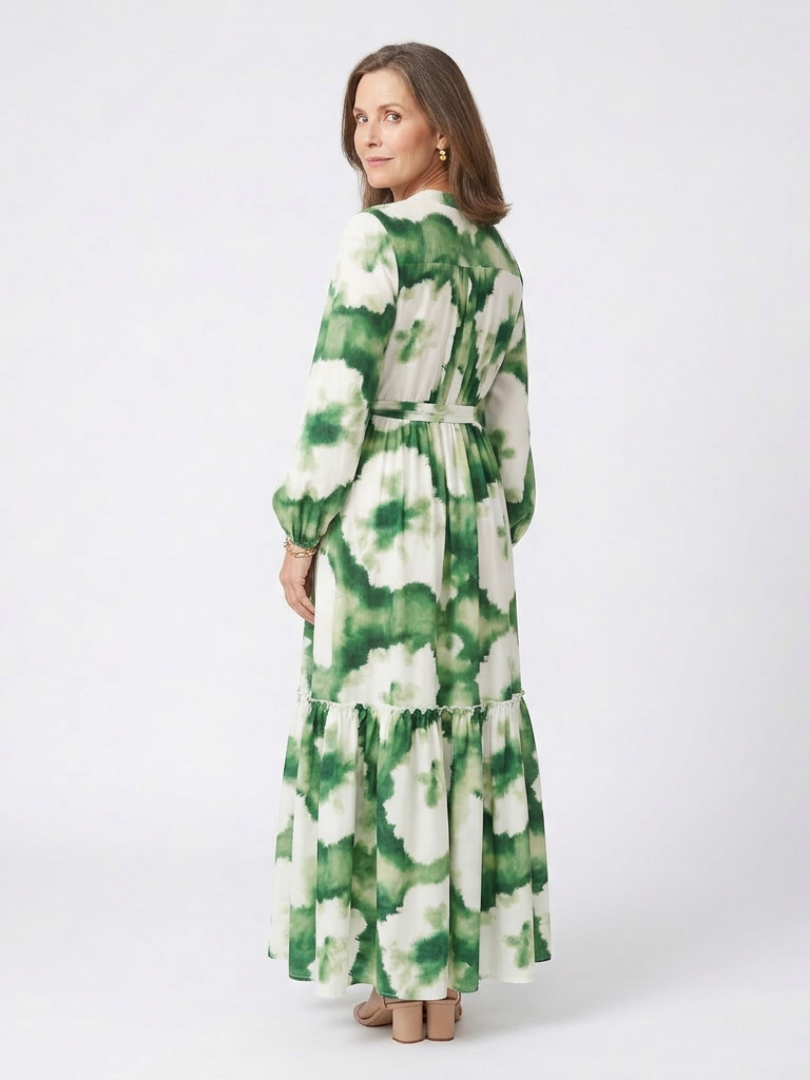 SABINE | ROBE MAXI À MANCHES LONGUES AVEC CEINTURE
