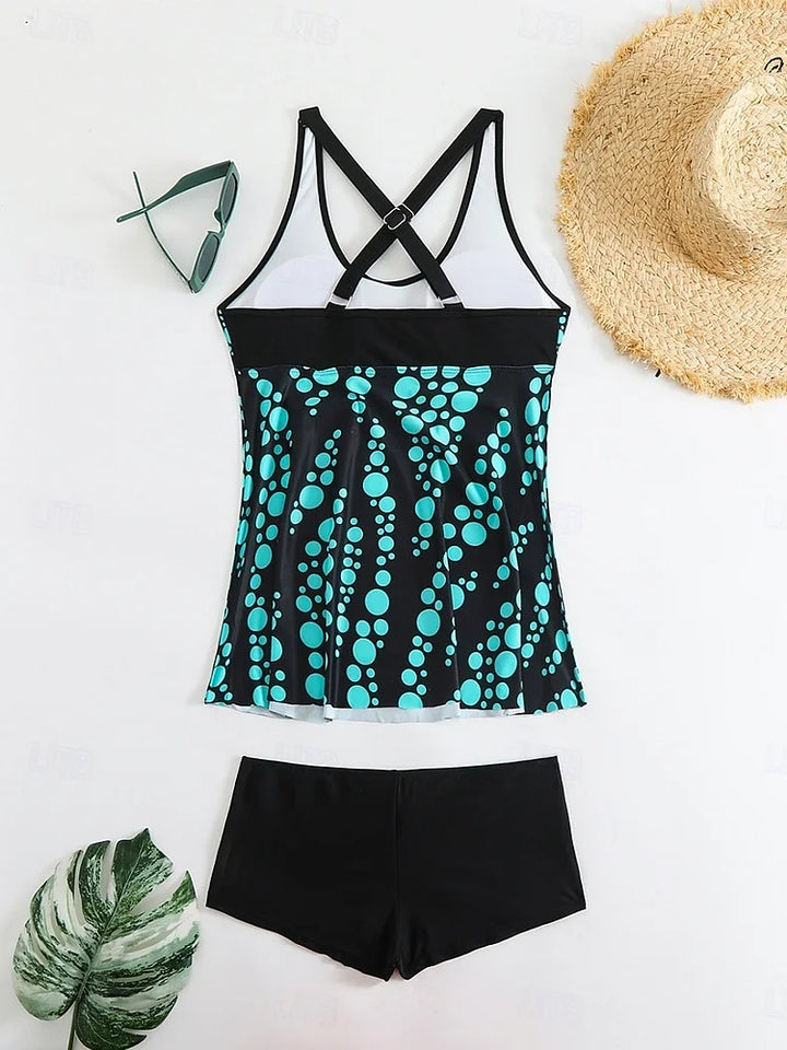 Jade | Ensemble de tankini avec imprimé de bulles qui couvre le ventre