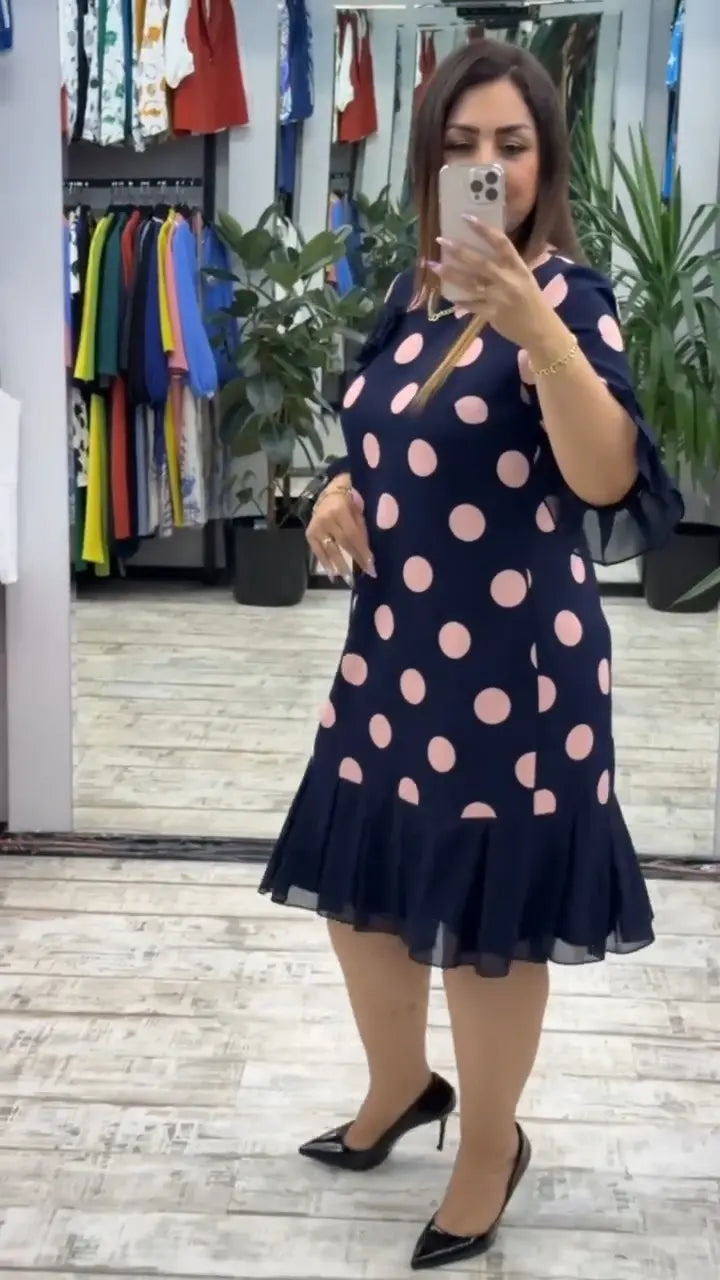 VICTORIA | ROBE À POIS PLISSÉE