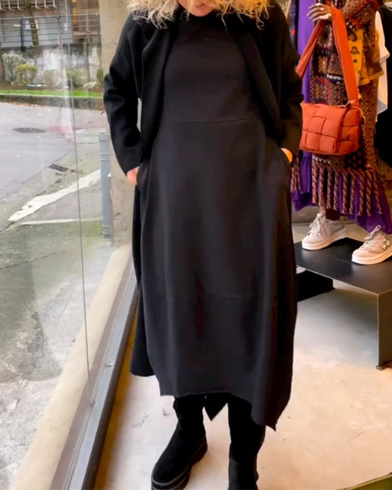Lucas & Léa Paris - Robe midi noire à poches