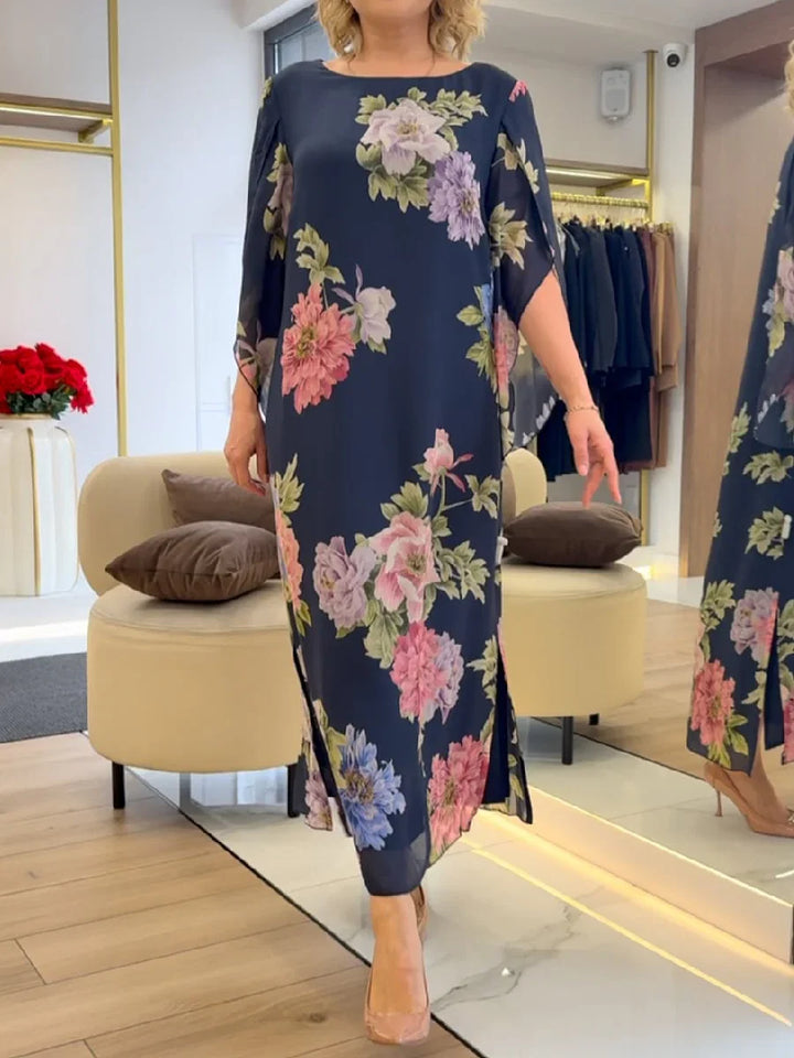 Robe Maxi à Imprimé Floral en Chiffon Léger Confort