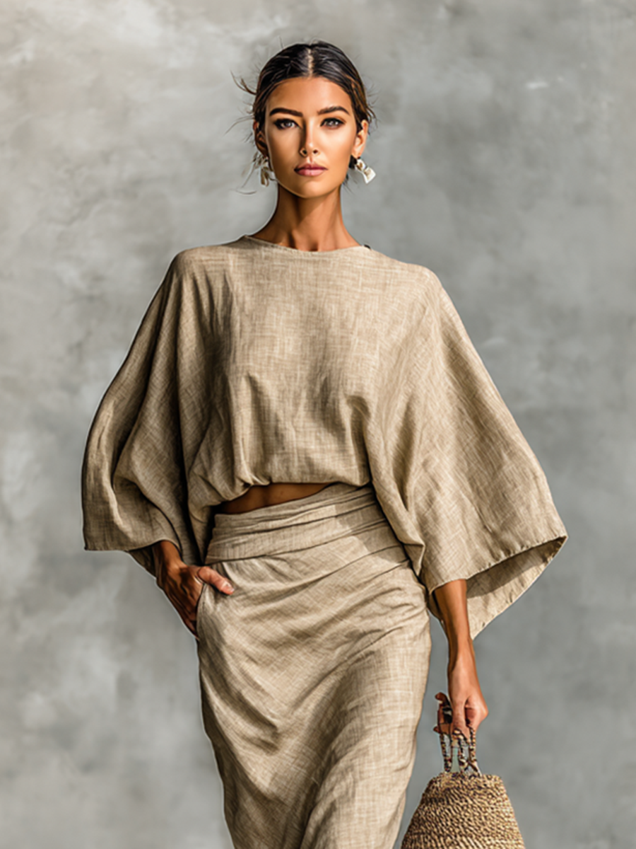 Selene | Ensemble Top Batwing Doux et Jupe Maxi