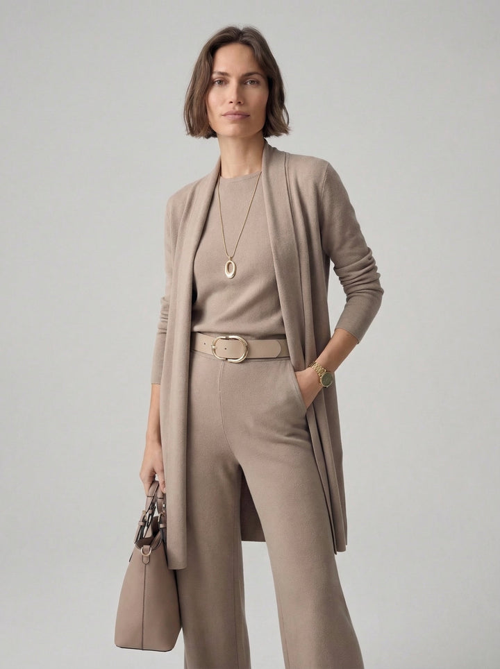 Ensemble Elena – Cardigan Long, Top et Pantalon