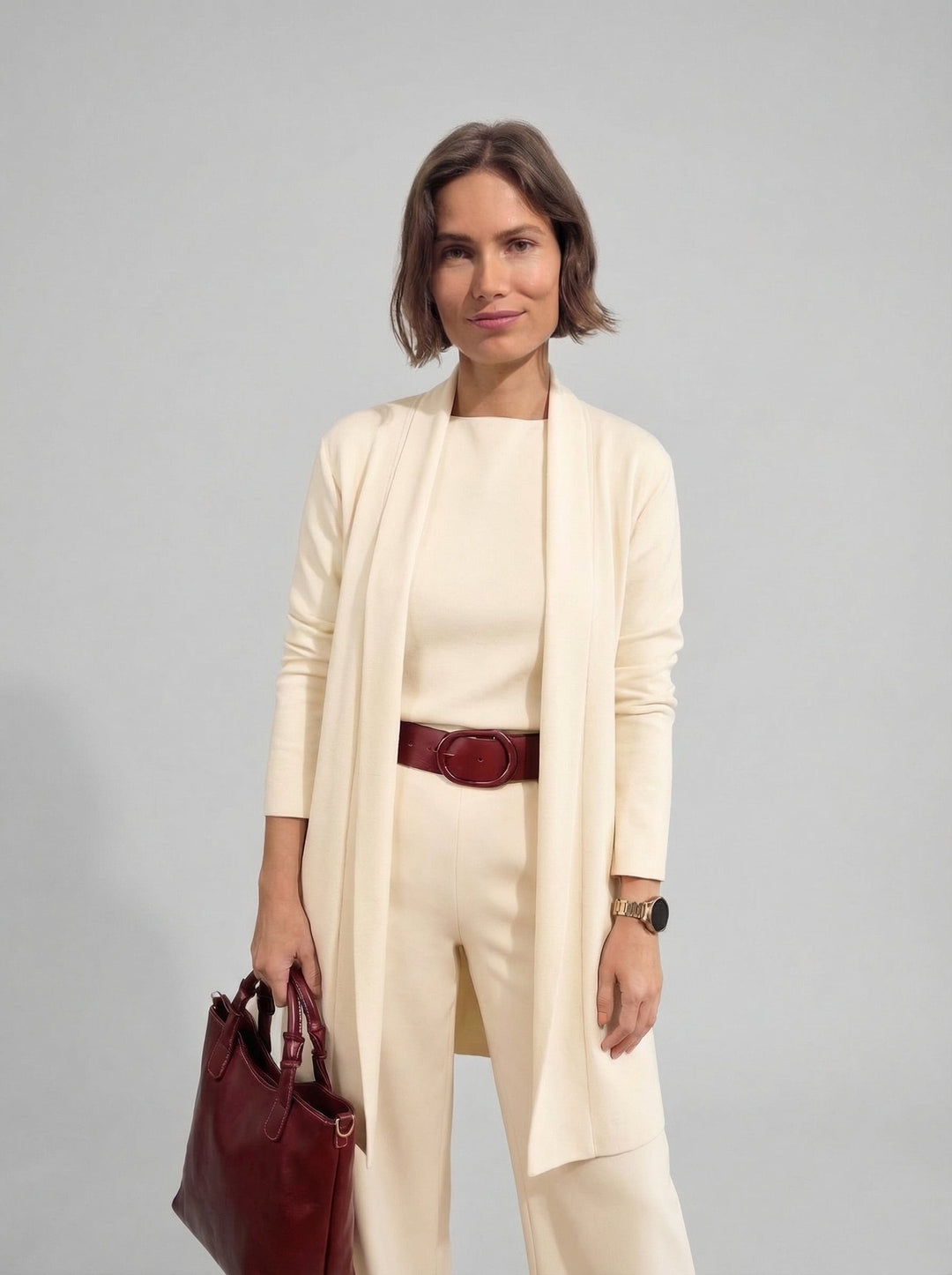 Ensemble Elena – Cardigan Long, Top et Pantalon