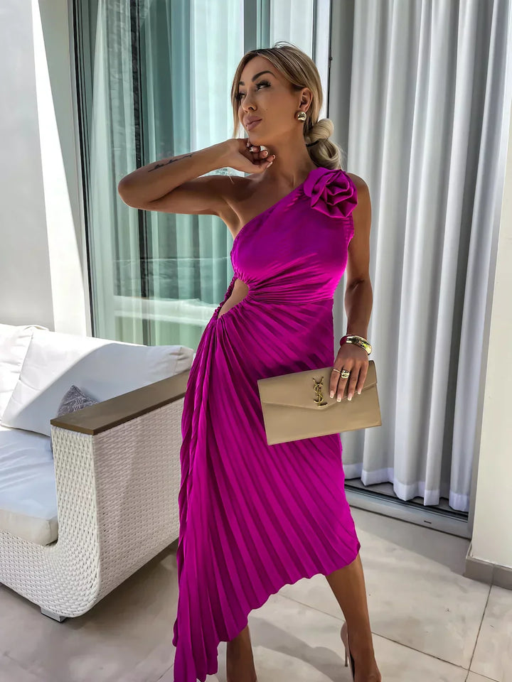 Eya™ | Robe Maxi Élegante à Fleurs à Une Épaule