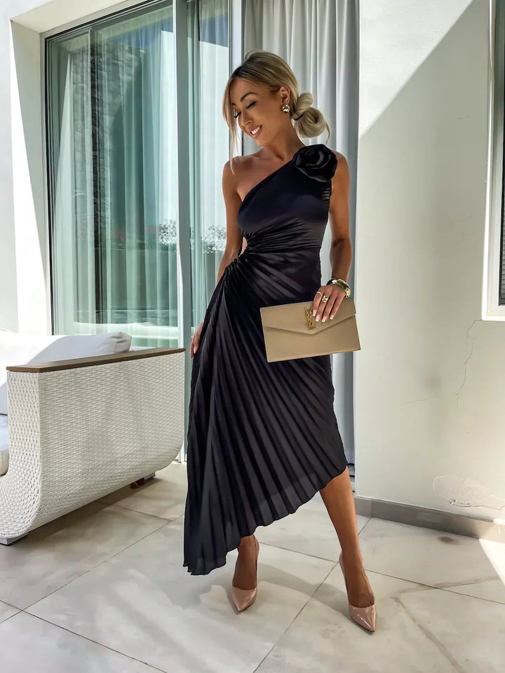 Eya™ | Robe Maxi Élegante à Fleurs à Une Épaule
