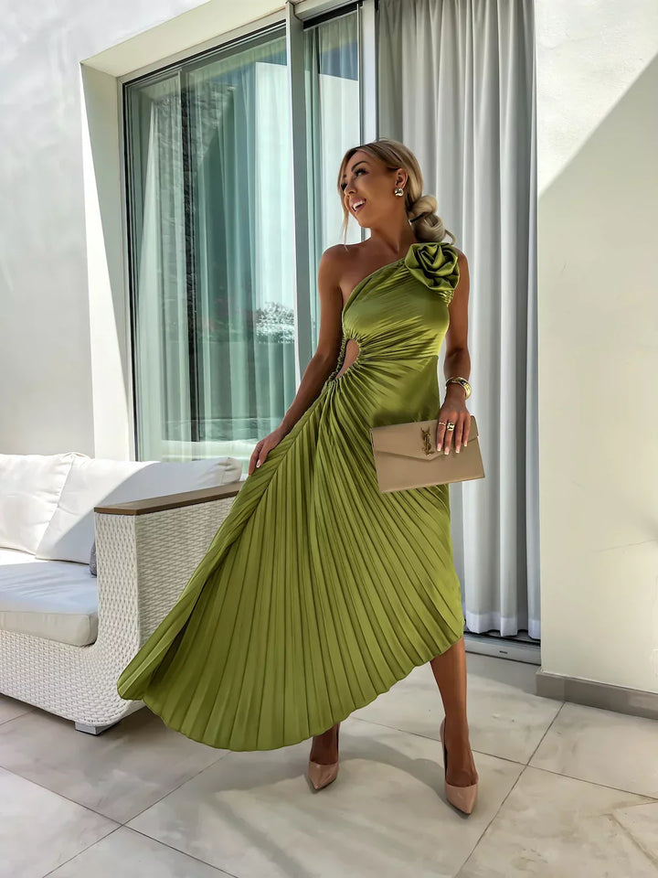 Eya™ | Robe Maxi Élegante à Fleurs à Une Épaule