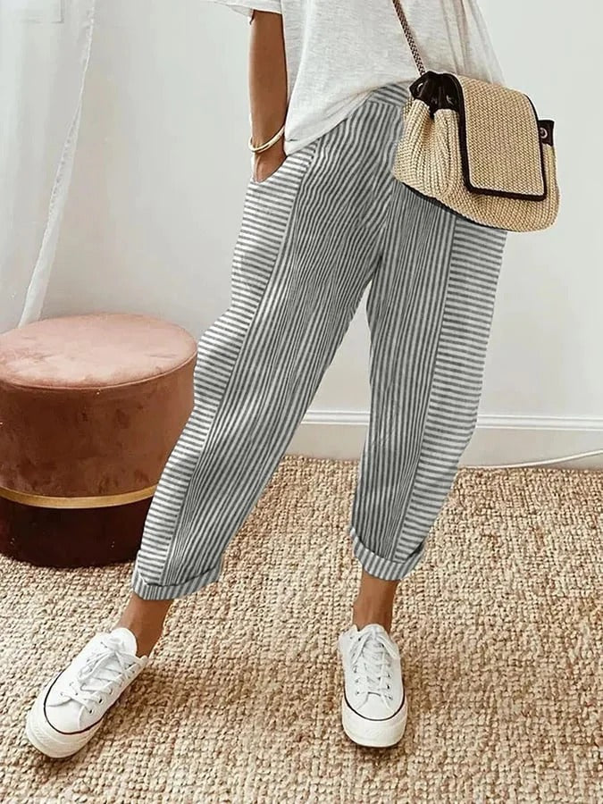 Lisa | Pantalon en Coton Rayé