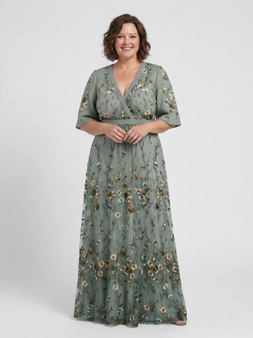 EVADNE | ROBE MAXI BRODÉE À COL EN V