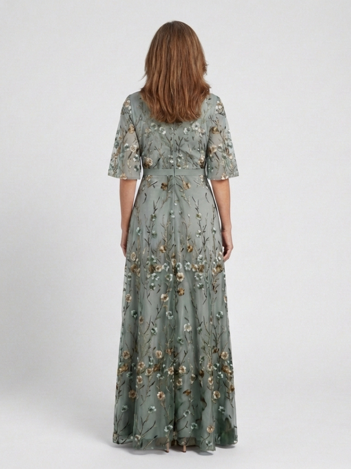EVADNE | ROBE MAXI BRODÉE À COL EN V