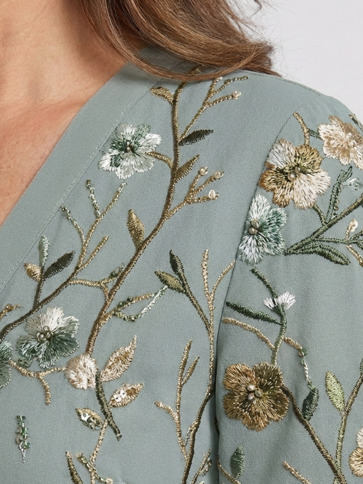 EVADNE | ROBE MAXI BRODÉE À COL EN V