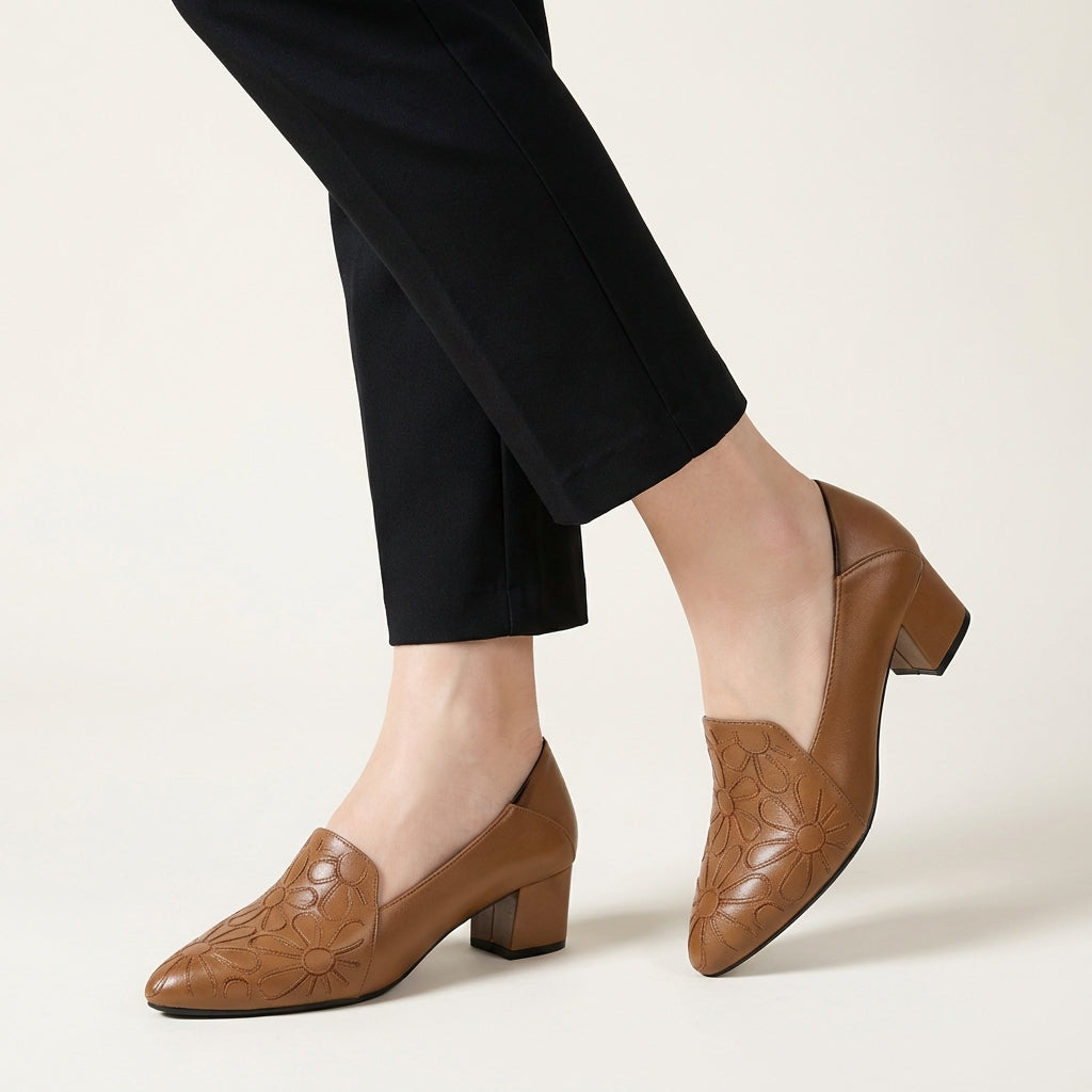Sonya | Ballerines en Cuir Souple Brodées