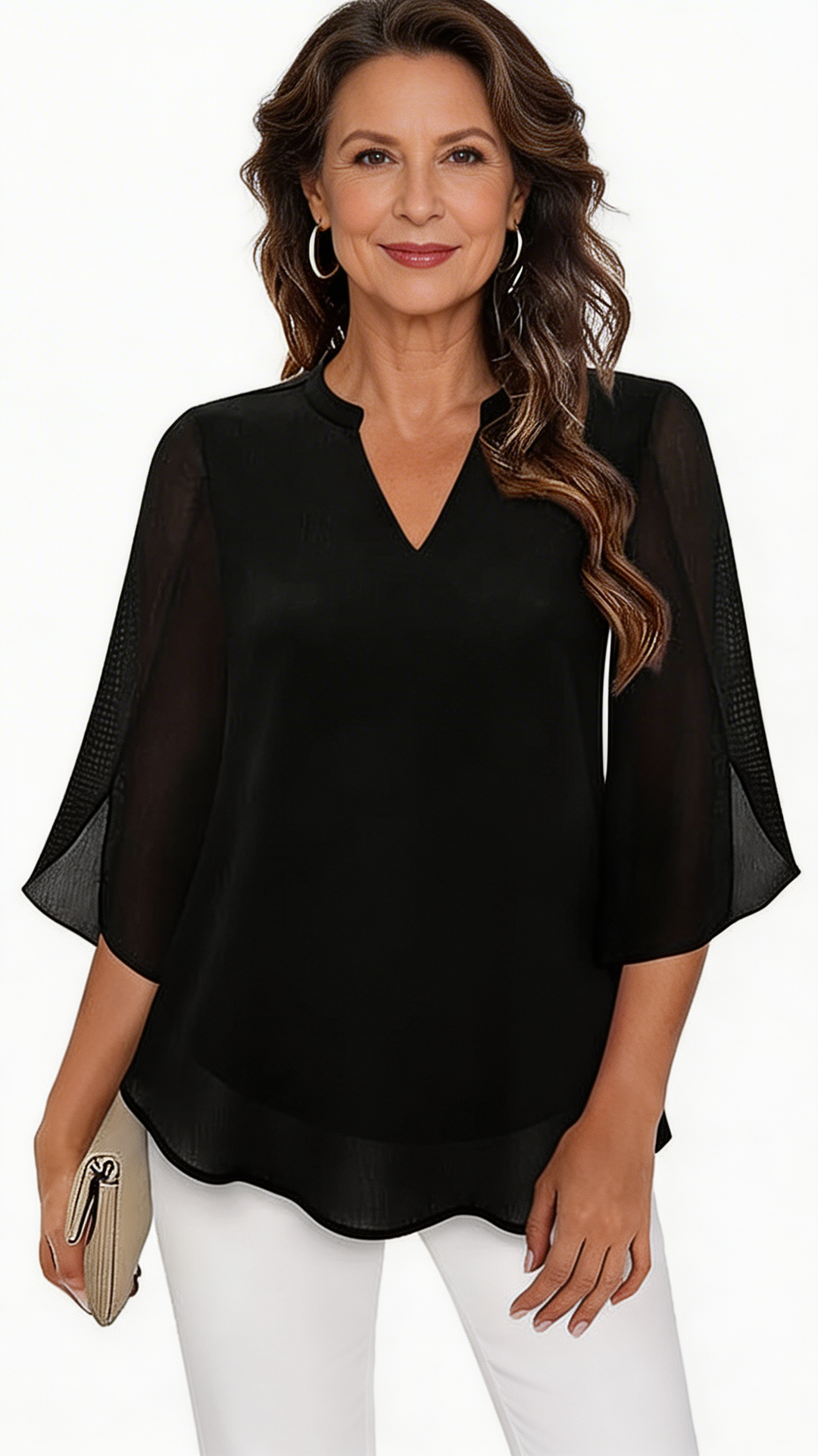 Claudia – Blouse en chiffon avec décolleté en V