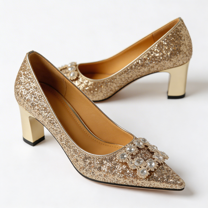 Magdalena | Chaussures à talons orthopédiques avec brocart
