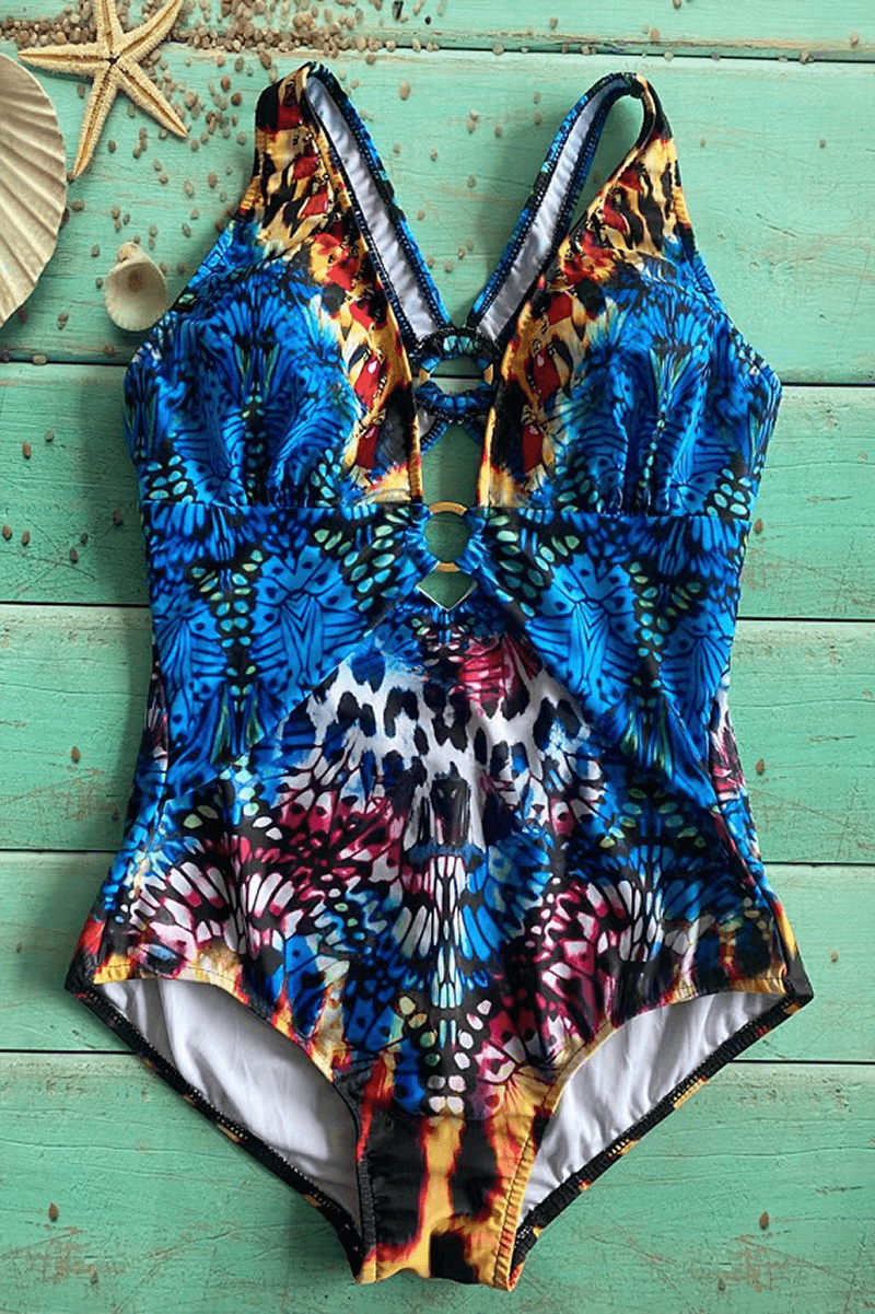 Giungla Chic – Maillot de Bain Une Pièce avec Imprimé Animalier et Détail Doré