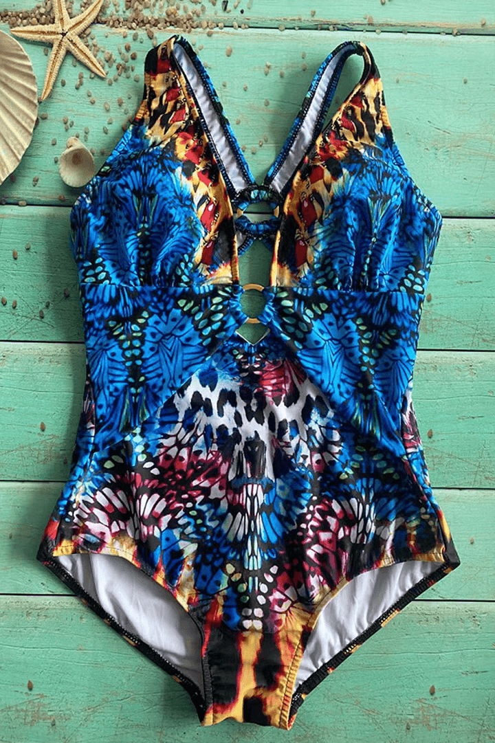 Giungla Chic – Maillot de Bain Une Pièce avec Imprimé Animalier et Détail Doré