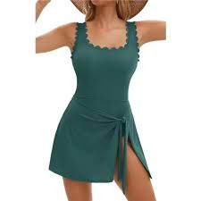 Robe de Bain Ventre Plat à Ourlet Festonné