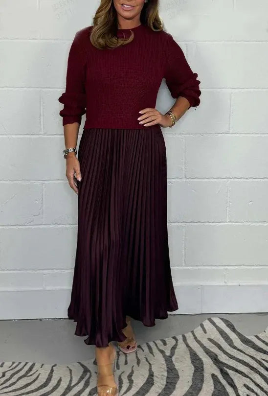 Claudia - Robe maxi avec pull et jupe plissée