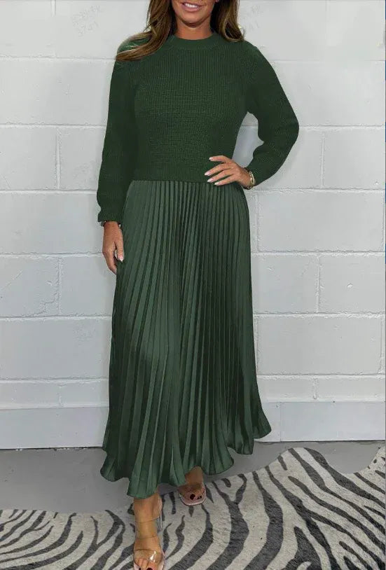 Claudia - Robe maxi avec pull et jupe plissée