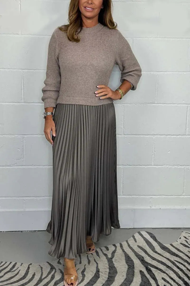 Claudia - Robe maxi avec pull et jupe plissée