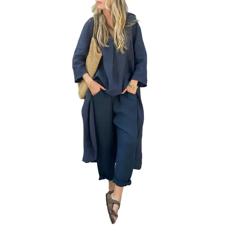 Lucía | Ensemble Décontracté avec Gilet Long et Pantalons à Jambes Amples