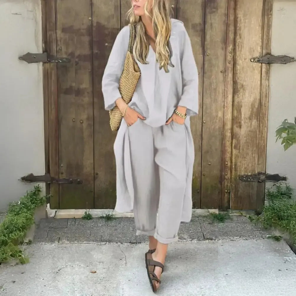 Lucía | Ensemble Décontracté avec Gilet Long et Pantalons à Jambes Amples