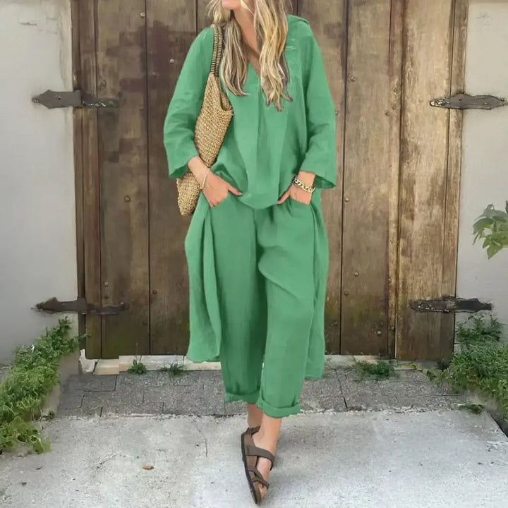 Lucía | Ensemble Décontracté avec Gilet Long et Pantalons à Jambes Amples