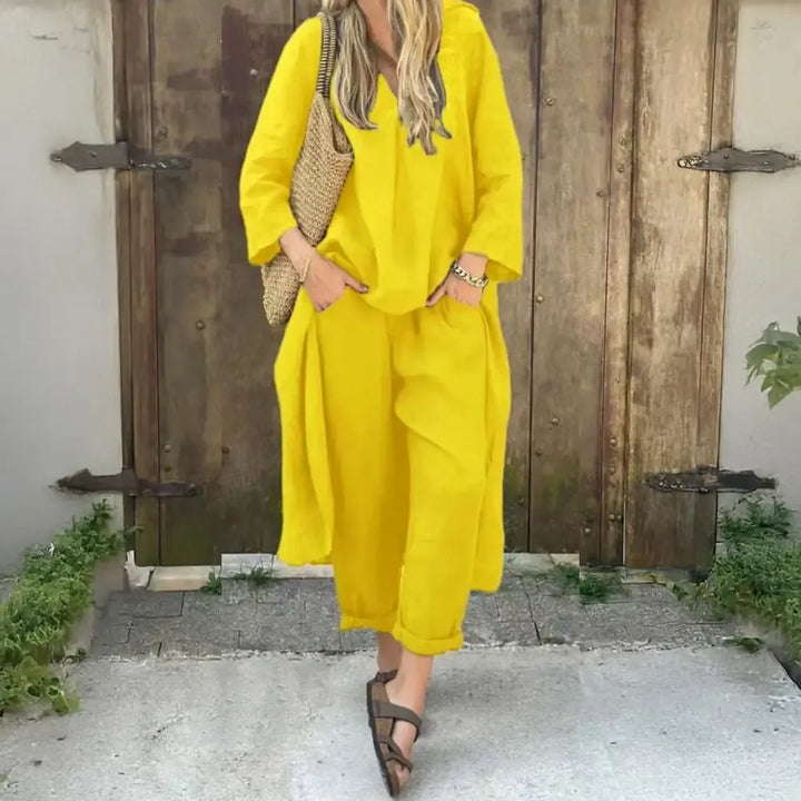 Lucía | Ensemble Décontracté avec Gilet Long et Pantalons à Jambes Amples