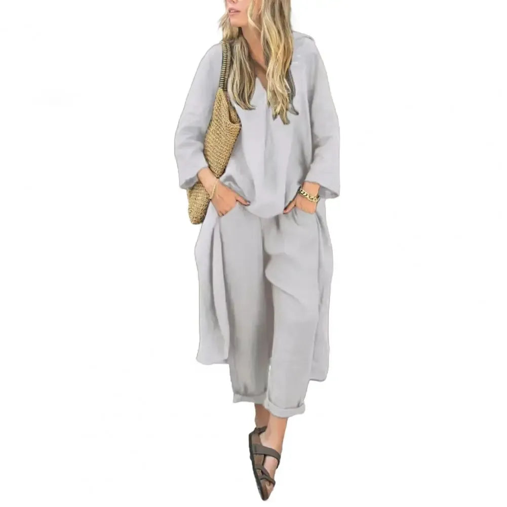 Lucía | Ensemble Décontracté avec Gilet Long et Pantalons à Jambes Amples