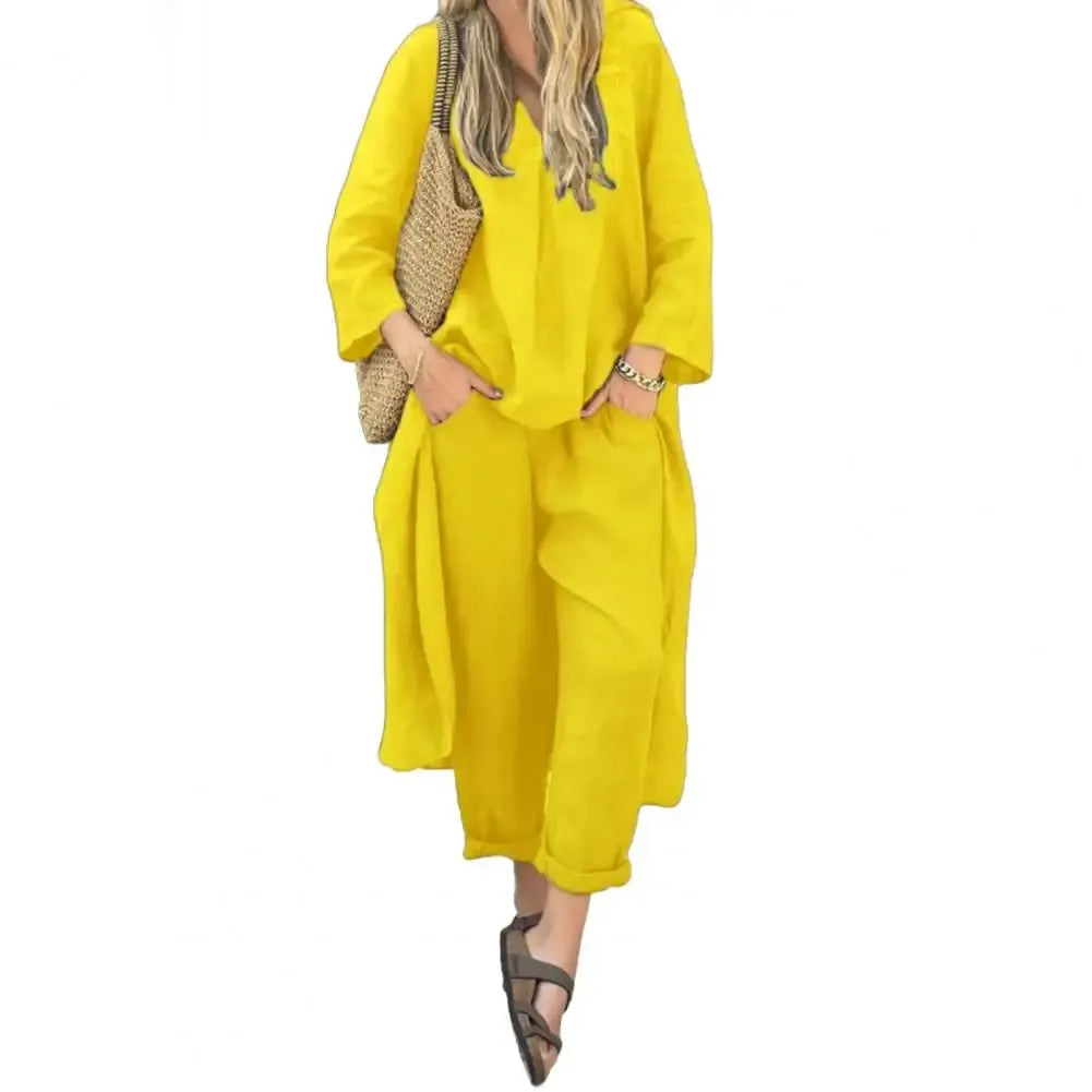 Lucía | Ensemble Décontracté avec Gilet Long et Pantalons à Jambes Amples