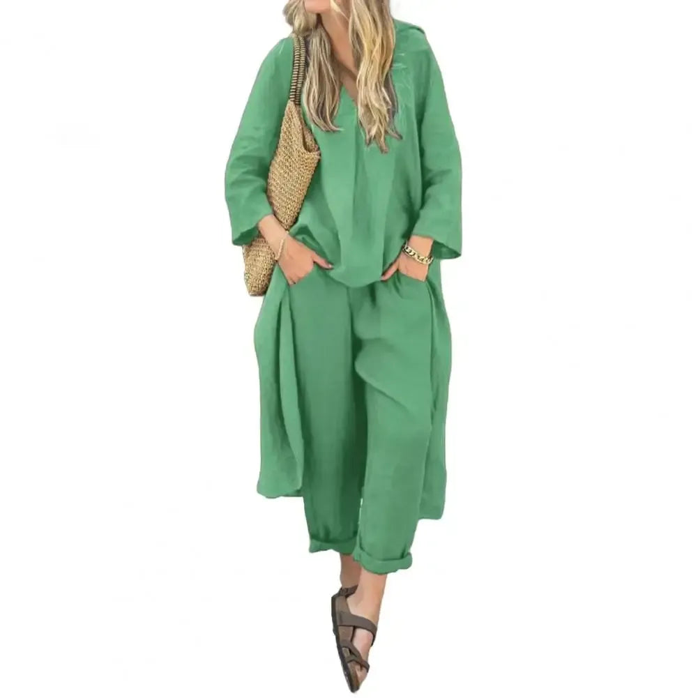 Lucía | Ensemble Décontracté avec Gilet Long et Pantalons à Jambes Amples