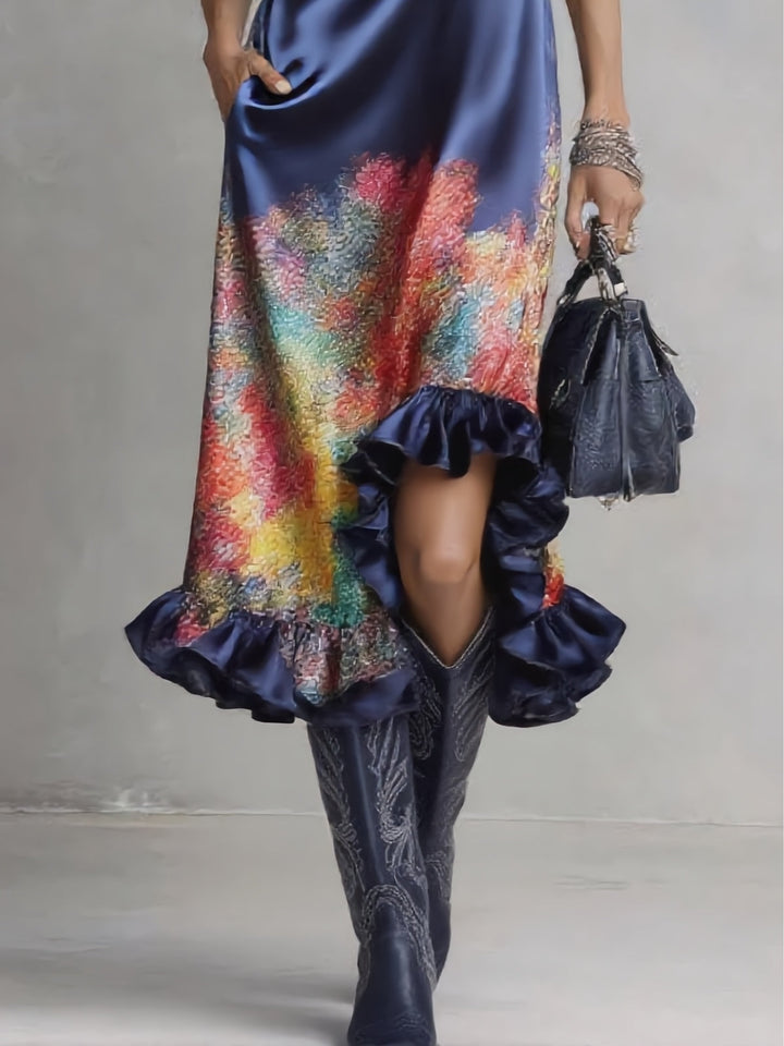 Celeste | Robe Midi Imprimée en Satin